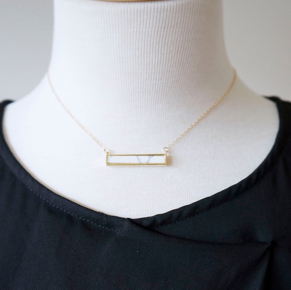 Marble Gold Bar Necklace