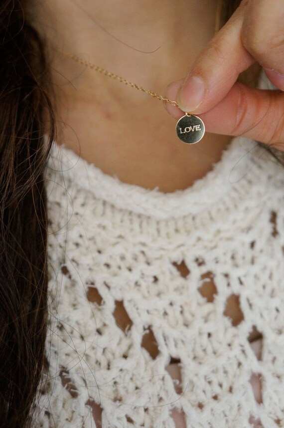 Gold Silver LOVE Word Charm necklace