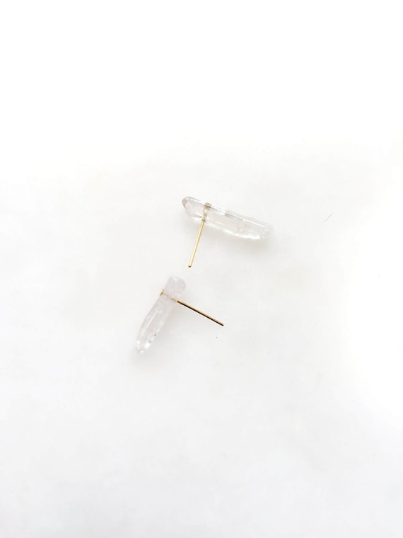 Studded quartz post earrings