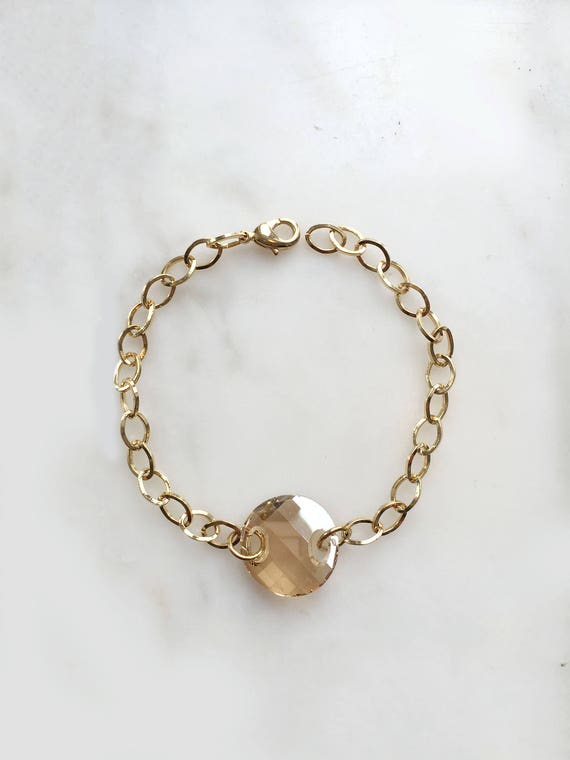 Simple Gold  Swarovski Crystal Bracelet