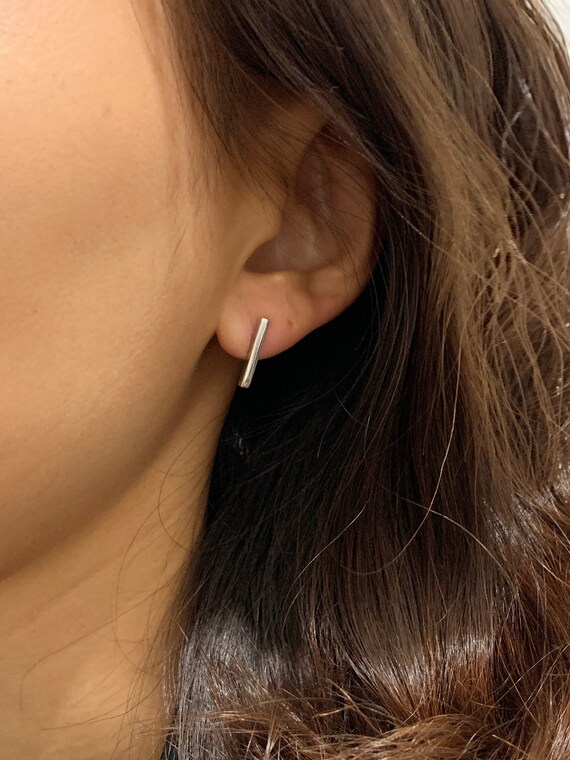 Silver Stick Bar Earrings