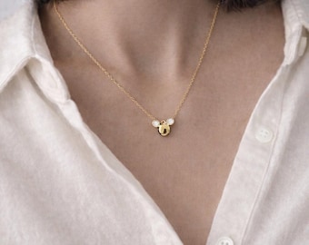 Colar Mickey Mouse: Zircônia cúbica, corrente de ouro 14k