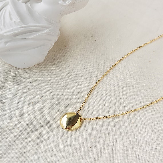 Gold Nugget Necklace/ 14k Gold Filled with Silver Necklace/ gift for new mom, valentine