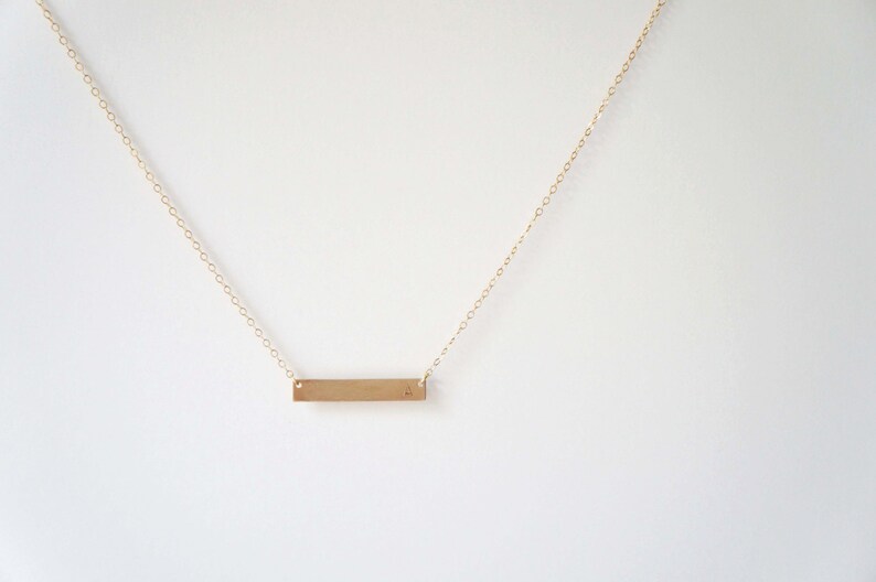 14K Gold Filled Personalized Gold Bar Necklace / initial necklace image 3