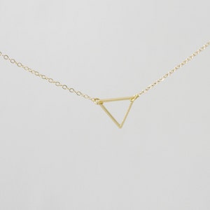 Triangle Necklace / Geometric Steel Pendant on 14K Gold Filled Chain image 4