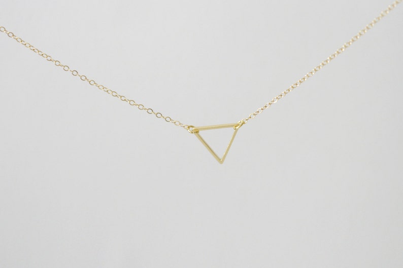 Triangle Necklace / Geometric Steel Pendant on 14K Gold Filled Chain image 4