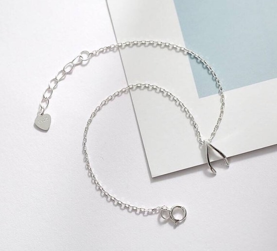 925 Sterling Silver Wishbone Bracelet / Tiny Silver Wishbone Bracelete