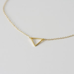 Triangle Necklace / Geometric Steel Pendant on 14K Gold Filled Chain image 3