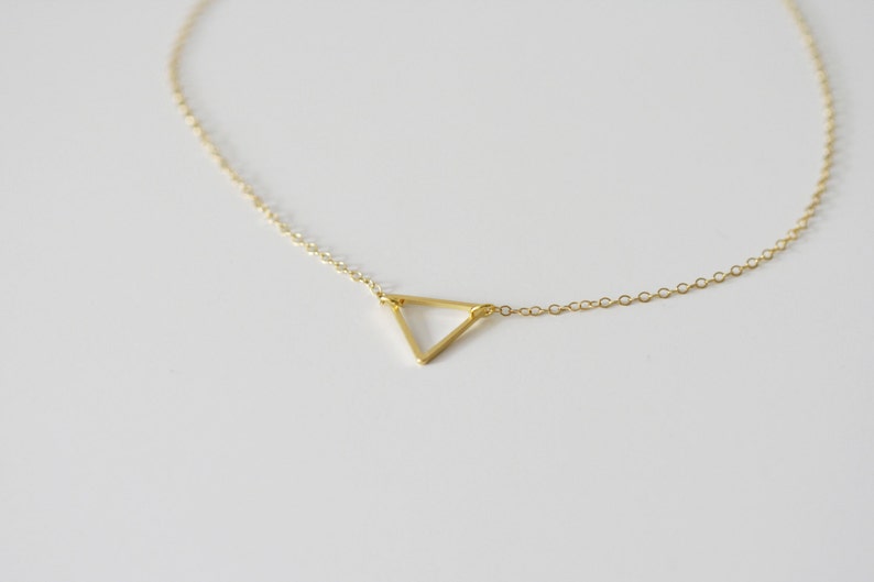 Triangle Necklace / Geometric Steel Pendant on 14K Gold Filled Chain image 3