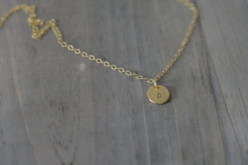 Gold Disc Initial Necklace / Personalized Pendant on a 14k Gold Filled chain image 2