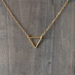 Triangle Necklace / Geometric Steel Pendant on 14K Gold Filled Chain image 2