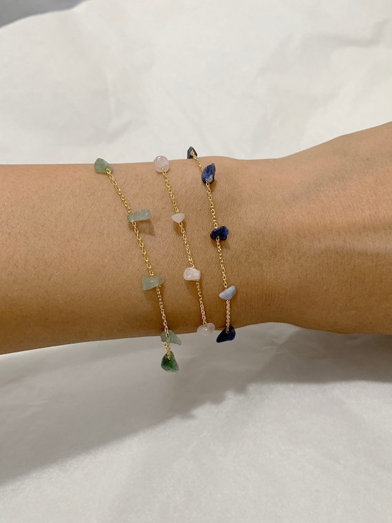 Color Stone Bracelet / Rose, Chrysoprase, Lapis Lazuli stone /Bracelets Woman, Dainty Bracelet for Women, Girls Bracelet