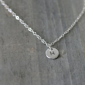 Silver Disc Initial Necklace / Personalized Pendant on a sterling silver chain image 1