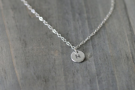 Silver Disc Initial Necklace