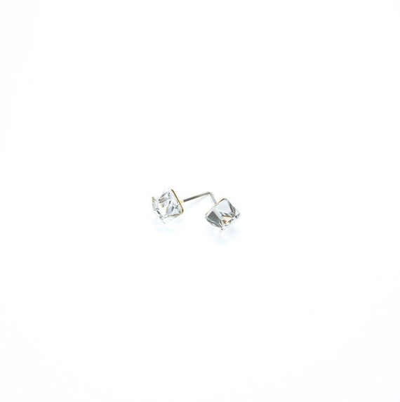 Clear Glass Cubic Post Earrings