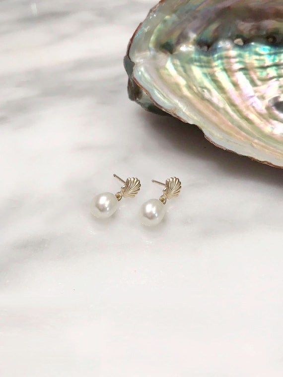 Gold and Silver Pearl Shell Earrings