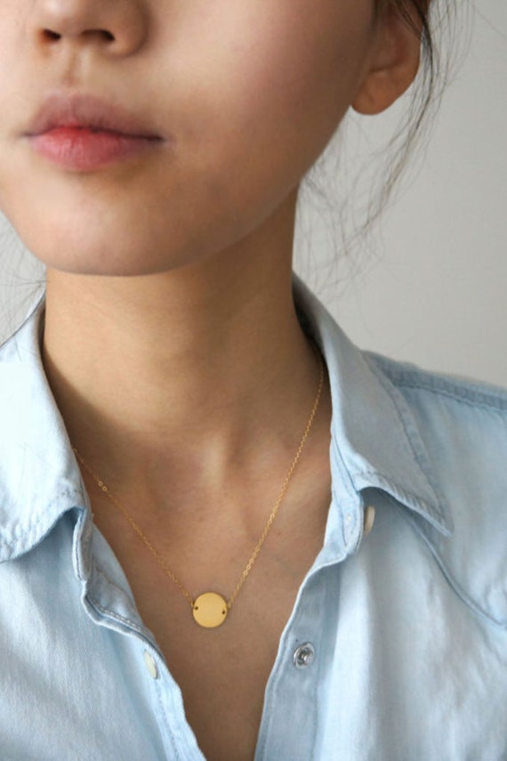Gold filled Disc Necklace / Coin Necklace / 925 Silver necklace