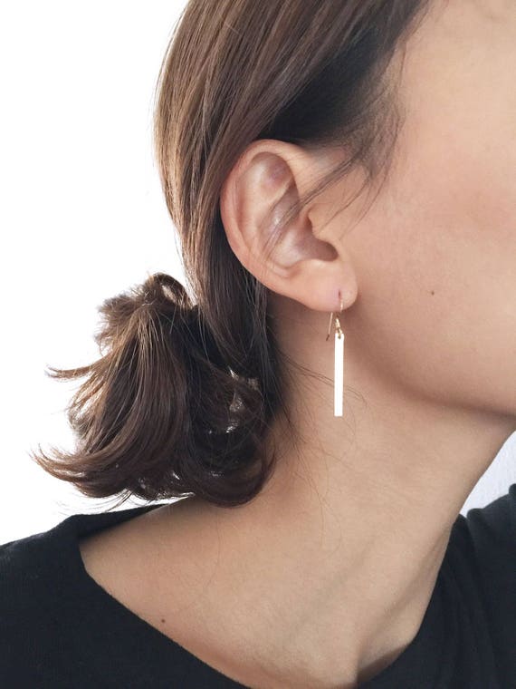 Long Bar Gold Earrings