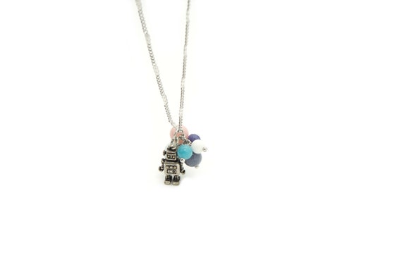 Robot with Balloons Charm Necklace