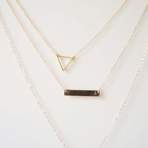 14K Gold Filled Personalized Gold Bar Necklace / initial necklace image 2