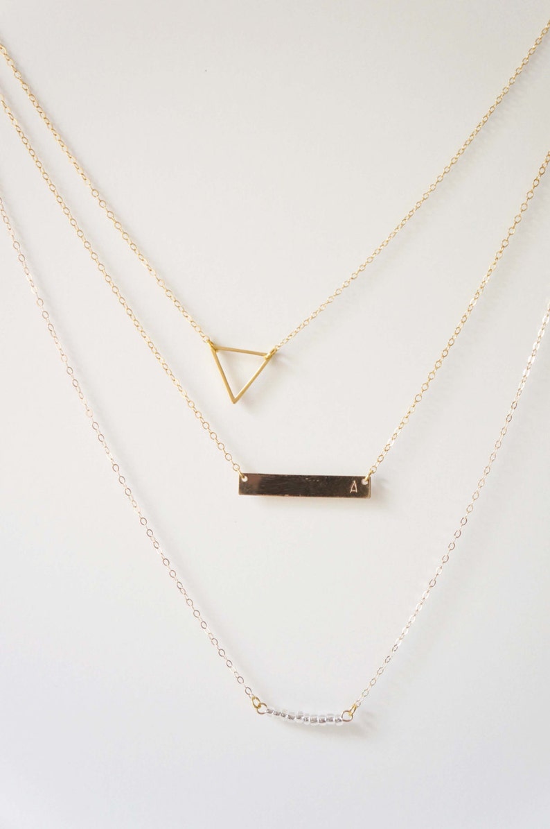 14K Gold Filled Personalized Gold Bar Necklace / initial necklace image 2