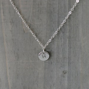 Silver Disc Initial Necklace / Personalized Pendant on a sterling silver chain image 2