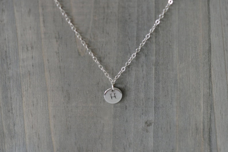 Silver Disc Initial Necklace / Personalized Pendant on a sterling silver chain image 2
