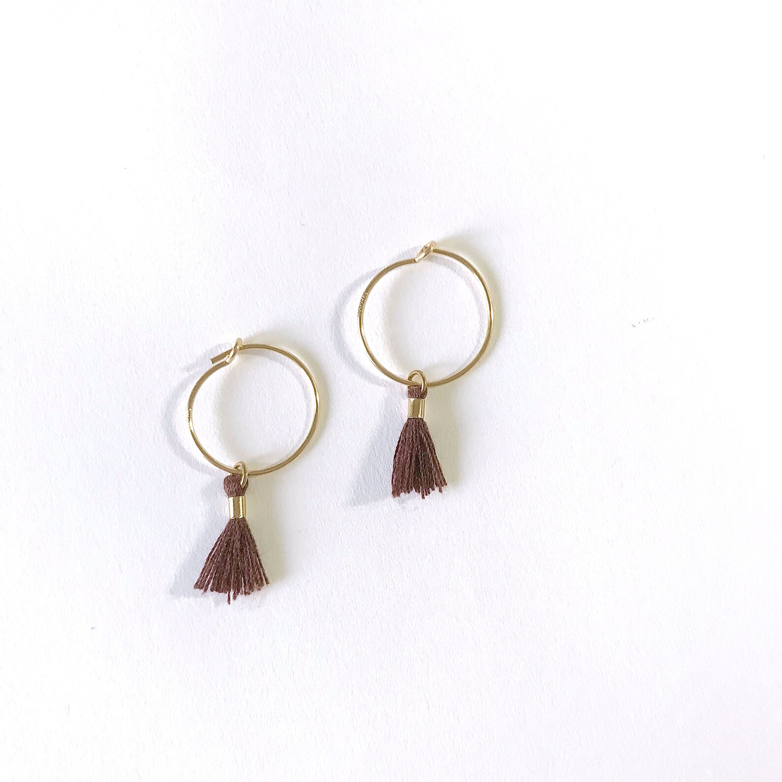 Tassel Hoop Earrings / 14k Gold Filled Boho Earrings | Etsy