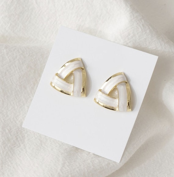 Dainty Post Gold Earring with Natural Oyster Shell