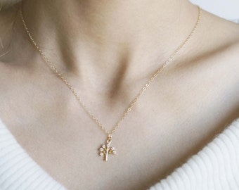 Gold, Silver Tree Necklace / Delicate Charm Necklace