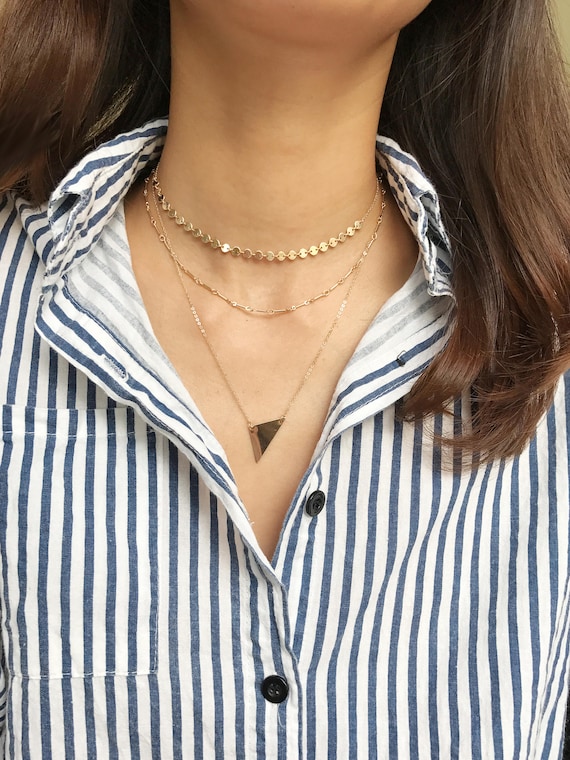 14k Gold Filled Wide Triangle necklace