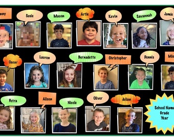 Custom Class Group Photo • Large Placemat, Photomat, Wall Print • Speech Balloon • Deskpad • Laminated Wall Print • Photo Collage