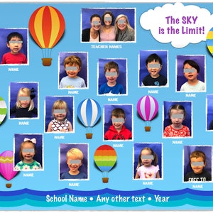Custom Class Group Photo • Large Placemat, Photomat, Wall Print • Hot Air Balloon • Deskpad • Laminated Wall Print • Photo Collage