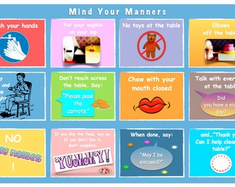 Table Manners for Kids Placemat: Double-Sided & Laminated