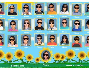 Placemat: Custom Class Photos  • Laminated • Sunflowers