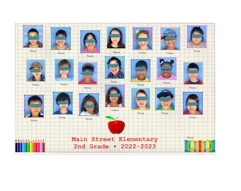 Class Photo Collage • Custom • 12x18 • Laminated • Large • Graph Paper •  Deskpad • Wall Print • Photo Collage • Poster