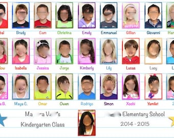 Custom Class Group Photo Placemat - Lined Paper; School Paper Pattern  • Deskpad • Laminated Wall Print, Poster • Photo Collage • Classroom
