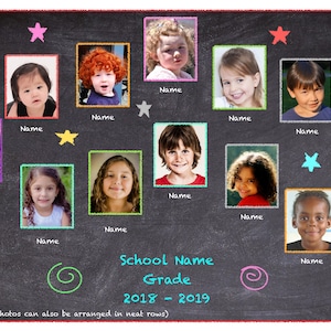 Class Photo Collage • Custom • 12x18 • Laminated • Chalkboard-style • Deskpad
