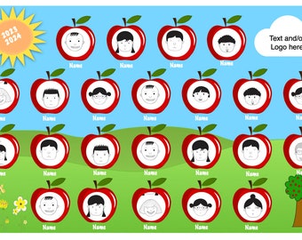 Custom Class Group Photo • Large Placemat, Apples  • Photo Collage