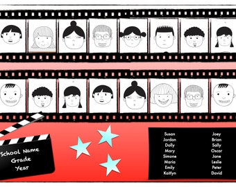 Custom Class Group Photo • Large Placemat, Photomat, Wall Print • Filmstrip • Laminated Wall Print • Photo Collage