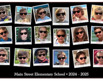 Custom Class Group Photo • Large Placemat • Polaroid theme