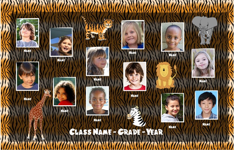 Custom Class Group Photo Placemat Jungle Theme Deskpad Etsy