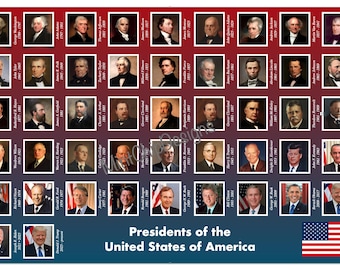 Placemat • US Presidents & Trivia • American Presidential Portraits • Reversible • Laminated • 12x18