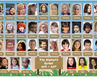 Class Photo Collage • Custom • 12x18 • Laminated • Large • Picnic / Camping Theme •  Deskpad • Wall Print • Photo Collage • Poster