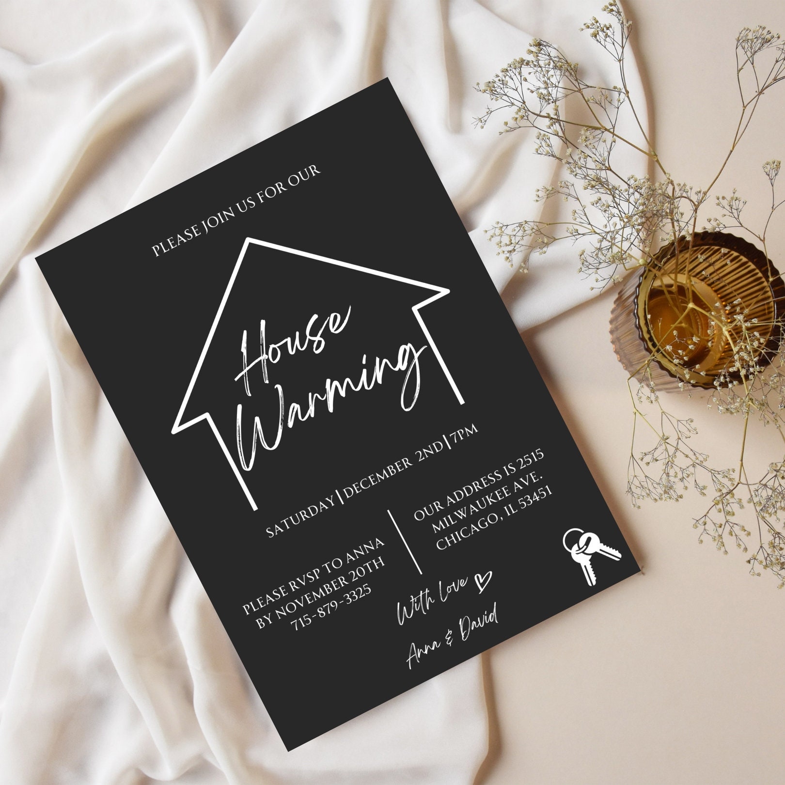 Modern Minimalist Housewarming Invitation: Editable Party Invite ...