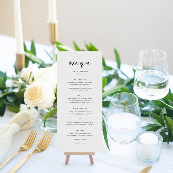 Editable Wedding Menu Template Calligraphy Wedding Menu Etsy