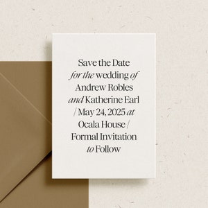 Cartão Save The Date CANVA | Save The Date moderno e minimalista | Save The Date para casamento | Save The Date para impressão digital | Save The Date simples