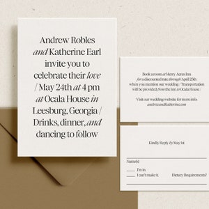 CANVA Hochzeitseinladungskarten-Set | Moderne Minimale Hochzeitseinladung | Typografische Hochzeitseinladung | Bearbeitbare Vorlage