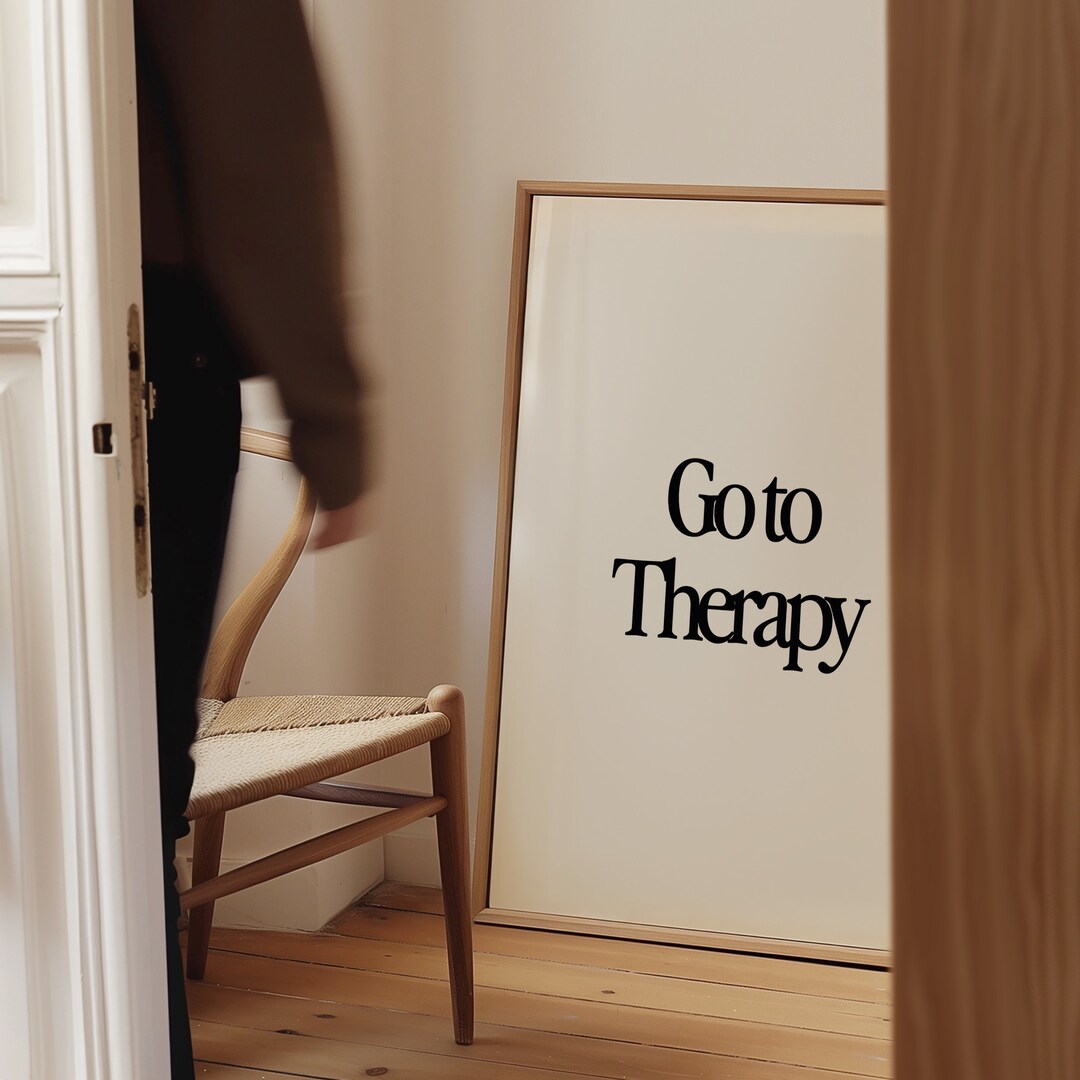 Go to Therapy Art Print Retro Typography Wall Art Mental