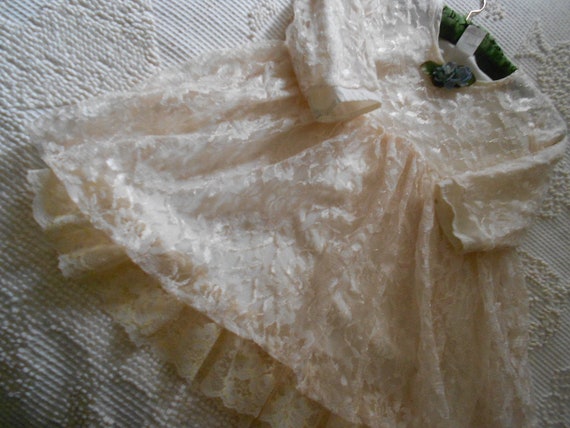 Vintage Pretty Over Lace Small Girls Dress - image 1